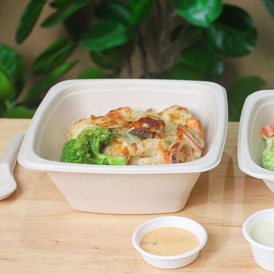 16 24 32oz Canh đường phân hủy sinh học Bagasse Bowl Fruit Salad Container Box With Cover