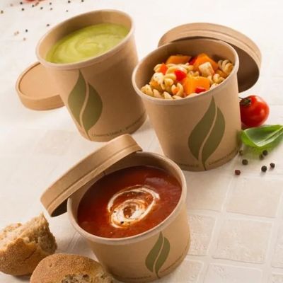 Bát giấy dùng một lần 8oz 12oz tráng PE phục vụ súp bát giấy tiệc cho đồ ăn nóng lạnh