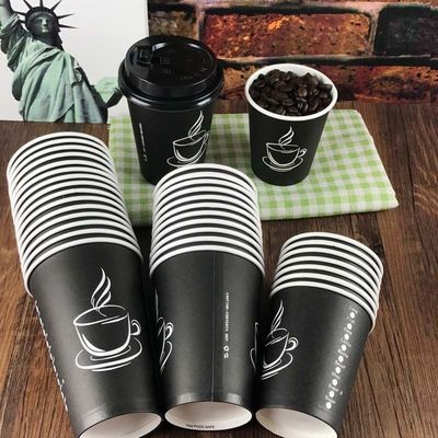2.5oz Cốc cà phê giấy đen in theo yêu cầu 8oz Cốc cà phê một lớp