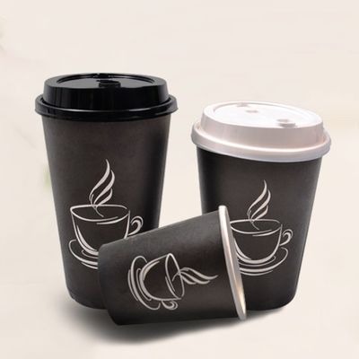 2.5oz Cốc cà phê giấy đen in theo yêu cầu 8oz Cốc cà phê một lớp