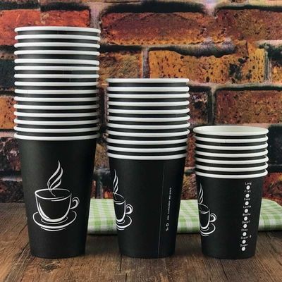2.5oz Cốc cà phê giấy đen in theo yêu cầu 8oz Cốc cà phê một lớp