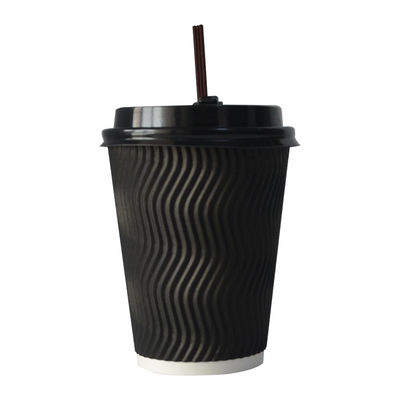 Ly 400ml PLA Giấy sóng bền 12oz Ly có nắp