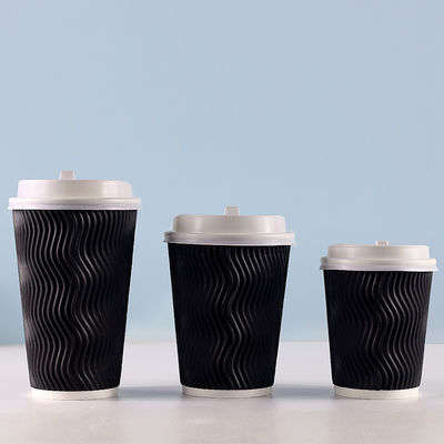 Ly 400ml PLA Giấy sóng bền 12oz Ly có nắp