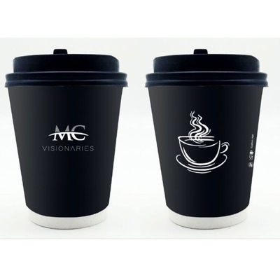 EN13432 Cốc giấy dùng một lần 400Ml 12Oz Cốc cà phê tùy chỉnh mang theo với nắp
