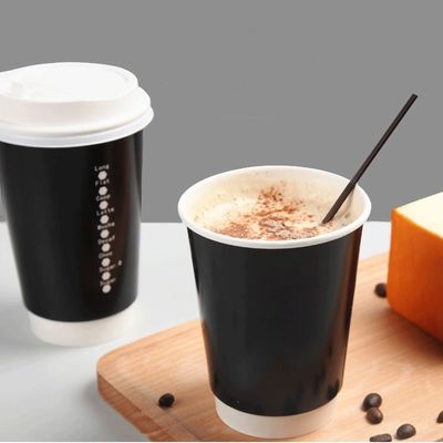 EN13432 Cốc giấy dùng một lần 400Ml 12Oz Cốc cà phê tùy chỉnh mang theo với nắp